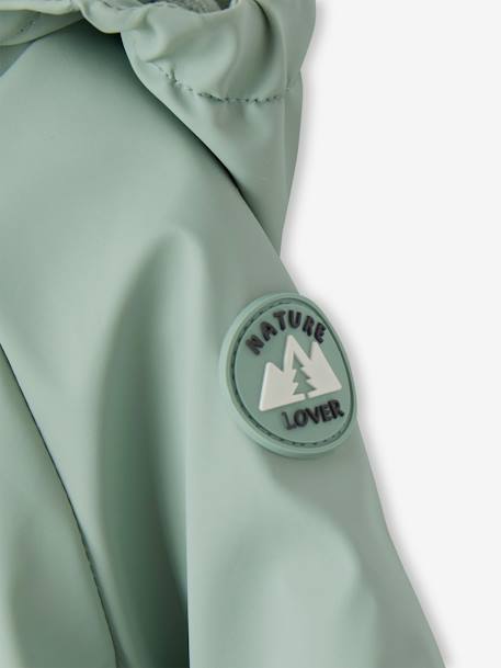 Water-Repellent Pramsuit with Hood, Lined in Polar Fleece, for Babies night blue+sage green - vertbaudet enfant 
