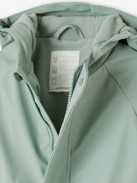 Water-Repellent Pramsuit with Hood, Lined in Polar Fleece, for Babies night blue+sage green - vertbaudet enfant 