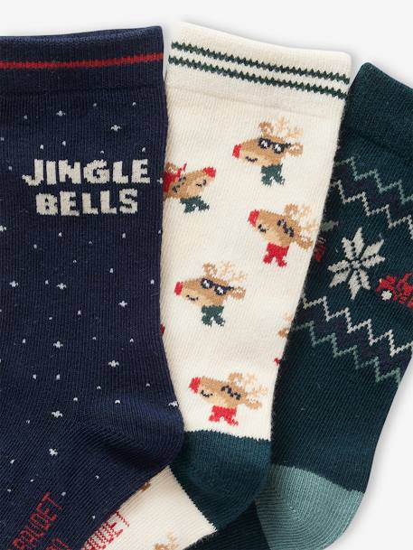 Pack of 3 Pairs of Christmas Socks for Boys fir green - vertbaudet enfant 