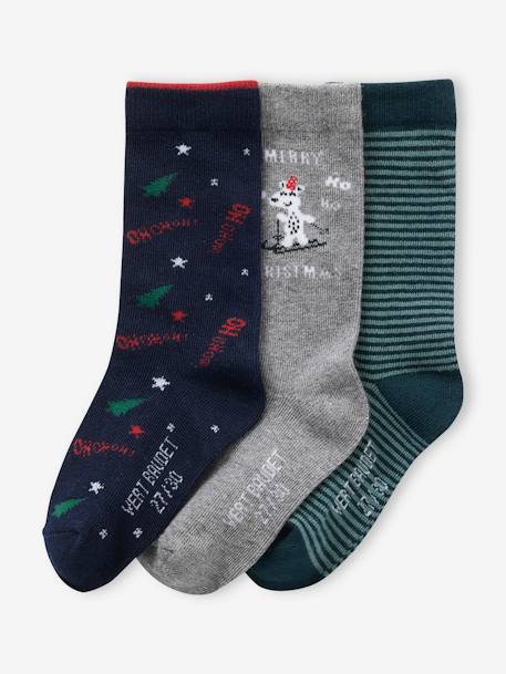 Coffret de 3 paires de chaussettes Noël garçon bleu nuit - vertbaudet enfant 