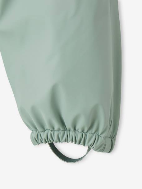 Water-Repellent Pramsuit with Hood, Lined in Polar Fleece, for Babies night blue+sage green - vertbaudet enfant 
