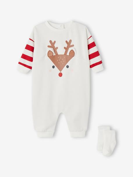 Coffret Noël dors-bien renne + chaussettes bébé écru - vertbaudet enfant 