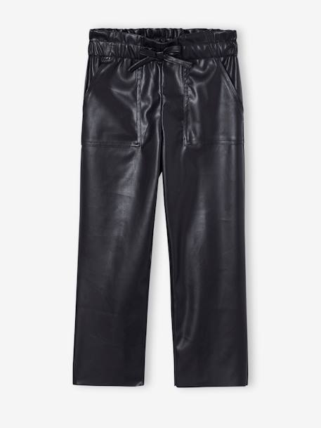 Leather-Effect Paperbag Trousers black - vertbaudet enfant 