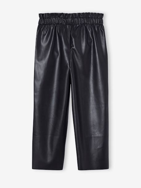 Leather-Effect Paperbag Trousers black - vertbaudet enfant 