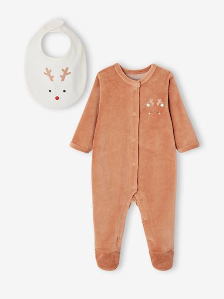 Christmas Special Reindeer Gift Box with Sleepsuit + Bib  for Babies pecan nut - vertbaudet enfant 