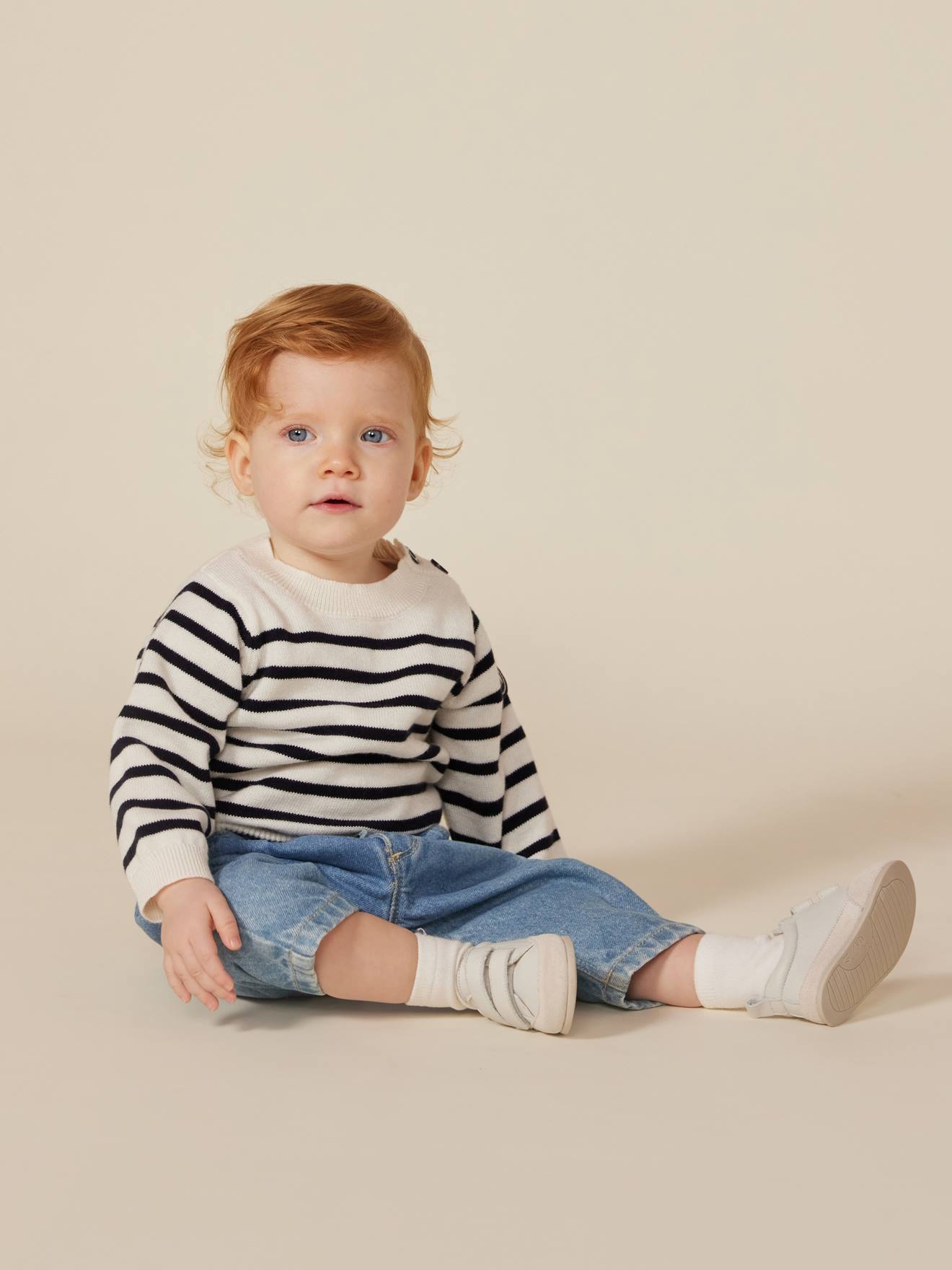 PETIT BATEAU knitted sweater - striped blue, Baby