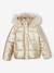 Padded Jacket with Hood & Polar Fleece Lining for Girls anthracite+gold+rosy - vertbaudet enfant 