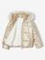 Padded Jacket with Hood & Polar Fleece Lining for Girls anthracite+gold+rosy - vertbaudet enfant 