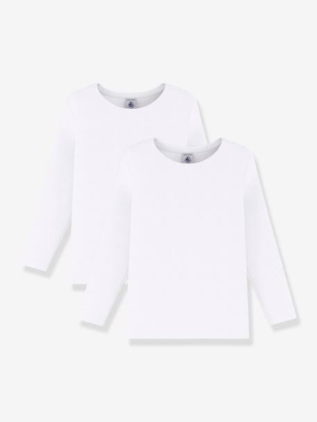 Pack of 2 white long-sleeved T-shirts PETIT BATEAU white - vertbaudet enfant 
