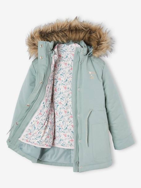Parka fille 3 en 1 hiver à capuche DARK GREEN+kaki+PURPLE DARK+vert de gris - vertbaudet enfant 