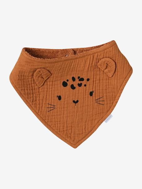 Lot 3 bavoirs bandanas en gaze de coton / éponge noisette - vertbaudet enfant 