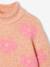 Polo Neck Jumper in Fuzzy Knit with Maxi Motifs for Girls grey green+rose - vertbaudet enfant 