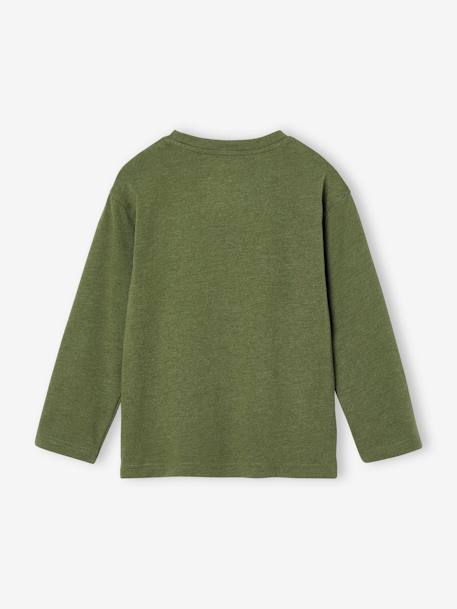 Tee-shirt motif renard garçon manches longues vert chiné - vertbaudet enfant 