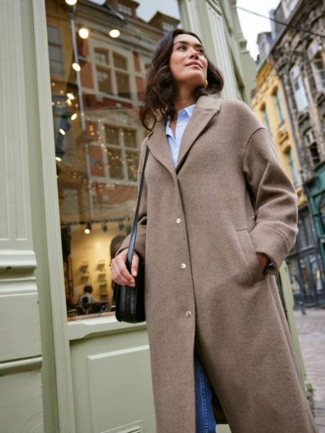 Woollen Cloth Coat, Adaptive for Maternity & Babywearing, by ENVIE DE FRAISE black+hazel - vertbaudet enfant 