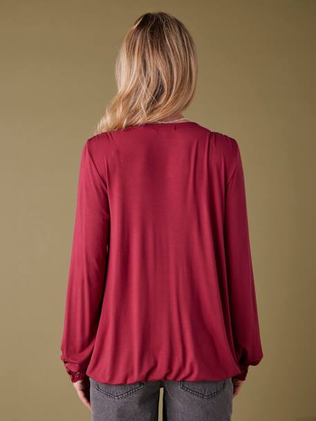Tee-shirt grossesse effet blouse croisé devant bordeaux - vertbaudet enfant 