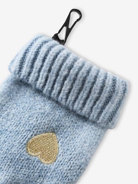 Heart Beanie + Snood + Mittens Set for Baby Girls crystal blue - vertbaudet enfant 