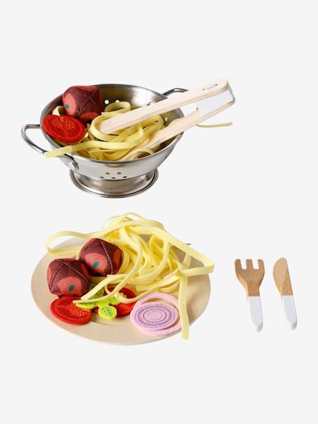 Set de spaghettis en bois FSC® et feutrine jaune - vertbaudet enfant 