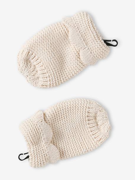 Ensemble bonnet + snood + moufles bébé fille beige poudré - vertbaudet enfant 