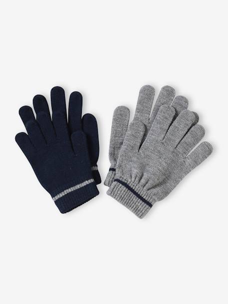 Pack of 2 Pairs of Magic Gloves, for Boys marl grey - vertbaudet enfant 