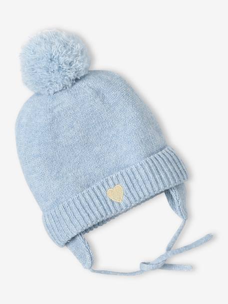 Heart Beanie + Snood + Mittens Set for Baby Girls crystal blue - vertbaudet enfant 