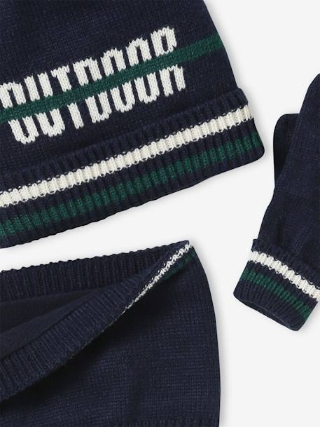 Ensemble bonnet + snood + gants Garçon marine - vertbaudet enfant 