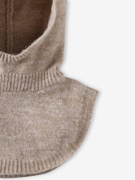 Jersey Knit Hood with Bib for Baby Girls marl beige+marl grey - vertbaudet enfant 