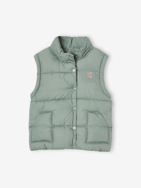 Adaptive Padded Jacket with Removable Hood & Sleeves for Girls lichen - vertbaudet enfant 