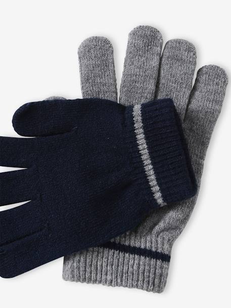 Pack of 2 Pairs of Magic Gloves, for Boys marl grey - vertbaudet enfant 