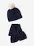 Beanie with Pompom + Scarf Set in Soft Knit for Girls navy blue - vertbaudet enfant 