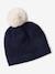 Beanie with Pompom + Scarf Set in Soft Knit for Girls navy blue - vertbaudet enfant 