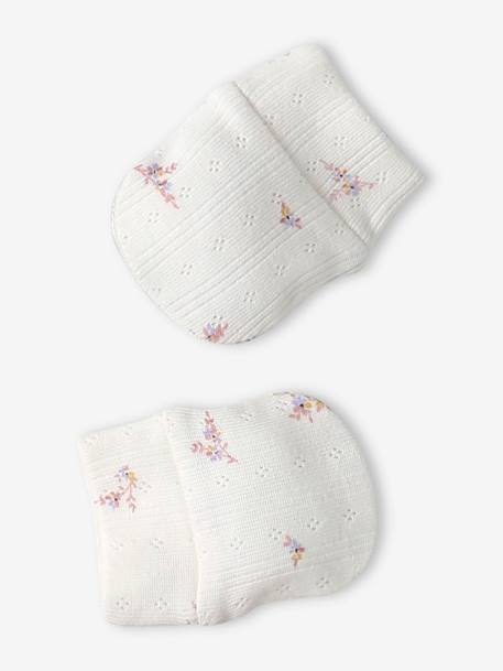 Beanie + Mittens + Pram Shoes + Pouch Set for Babies rose - vertbaudet enfant 