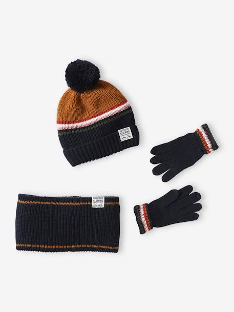 Beanie + Snood + Gloves/Mittens (2/3 Years) Set medium blue - vertbaudet enfant 