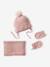 Ensemble bébé fille bonnet + snood + moufles rose poudré - vertbaudet enfant 