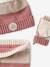 Colourblock Beanie, Snood, Mittens/Fingerless Mitts Set for Girls aqua green+striped pink - vertbaudet enfant 