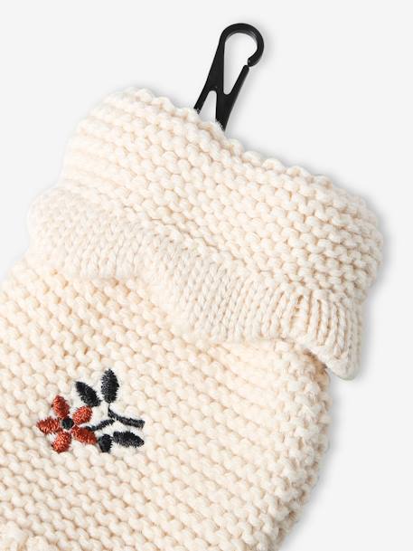 Ensemble bonnet + snood + moufles bébé fille beige poudré - vertbaudet enfant 