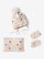 Ensemble bonnet + snood + moufles bébé fille beige poudré - vertbaudet enfant 