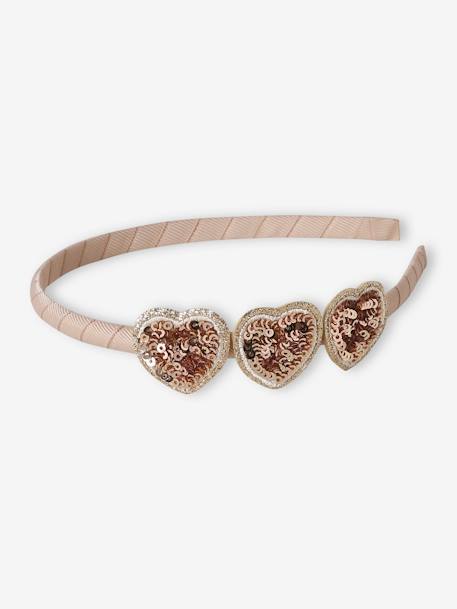 Serre-tête coeurs à sequins fille argent+or - vertbaudet enfant 