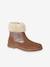Leather Boots with Fur Lining & Zip, for Girls camel - vertbaudet enfant 