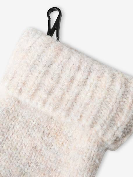 Beanie + Snood + Mittens Set in Shimmering Cable-Knit ecru+marl grey+PINK MEDIUM SOLID - vertbaudet enfant 
