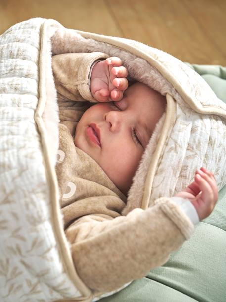Nid d'ange en gaze de coton et fausse fourrure beige imprimé - vertbaudet enfant 