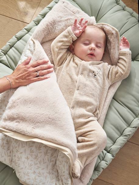 Nid d'ange en gaze de coton et fausse fourrure beige imprimé - vertbaudet enfant 