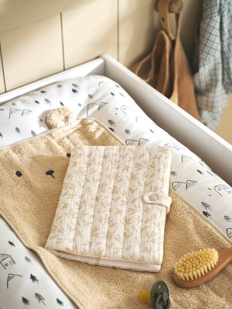 Protège carnet de santé en gaze de coton beige imprimé - vertbaudet enfant 