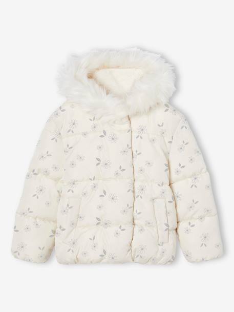 Jacket with Magic Motifs, Sherpa Lining, for Girls vanilla - vertbaudet enfant 