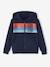 Sweat garçon zippé à capuche animation rayures Beige chiné+bleu nuit - vertbaudet enfant 