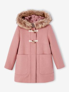Fille-Duffle-coat à capuche fille drap de laine
