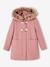 Duffle-coat à capuche fille drap de laine blush+camel+vert de gris - vertbaudet enfant 