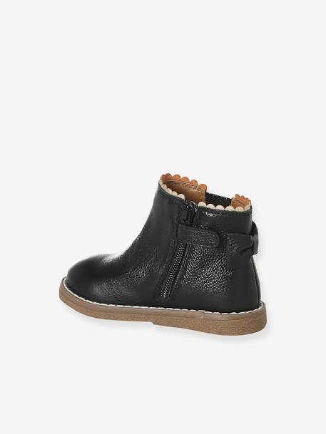Boots bébé fille cuir zippées beige imprimé+bordeaux+CAMEL+marine+noir - vertbaudet enfant 