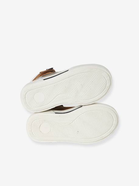 High-Top Leather Shoes for Boys brown+navy blue - vertbaudet enfant 