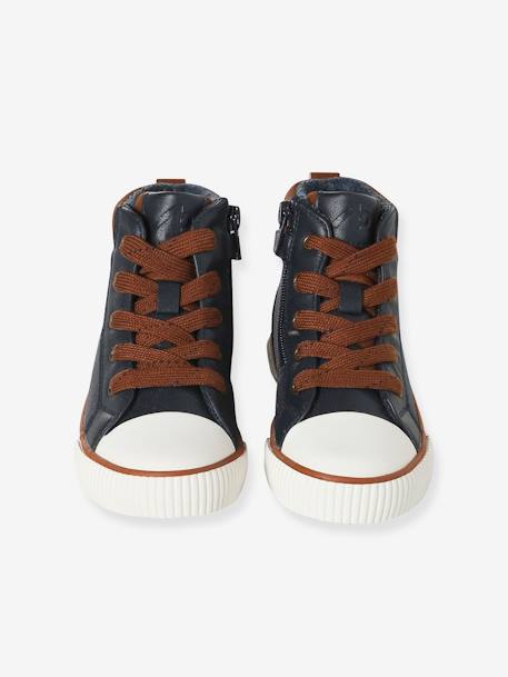 High-Top Trainers with Laces & Zips for Children navy blue - vertbaudet enfant 