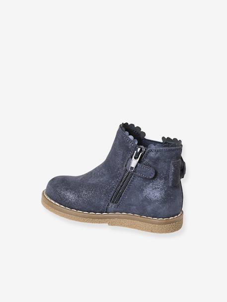 Boots bébé fille cuir zippées beige imprimé+bordeaux+CAMEL+marine+noir - vertbaudet enfant 